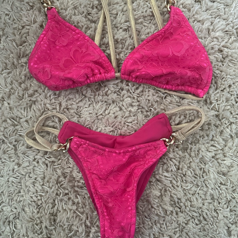 Pink Lace Bikini Set